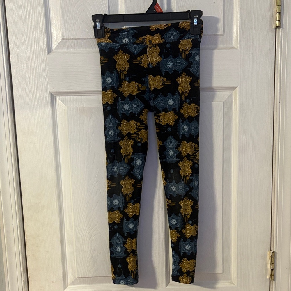 LuLaRoe Kids Leggings - Gold and Blue Pattern